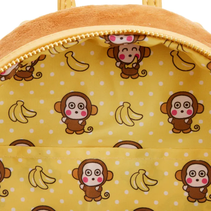 10" Sanrio - Monkichi Plush Suede Faux Leather Mini Backpack Bag Loungefly
