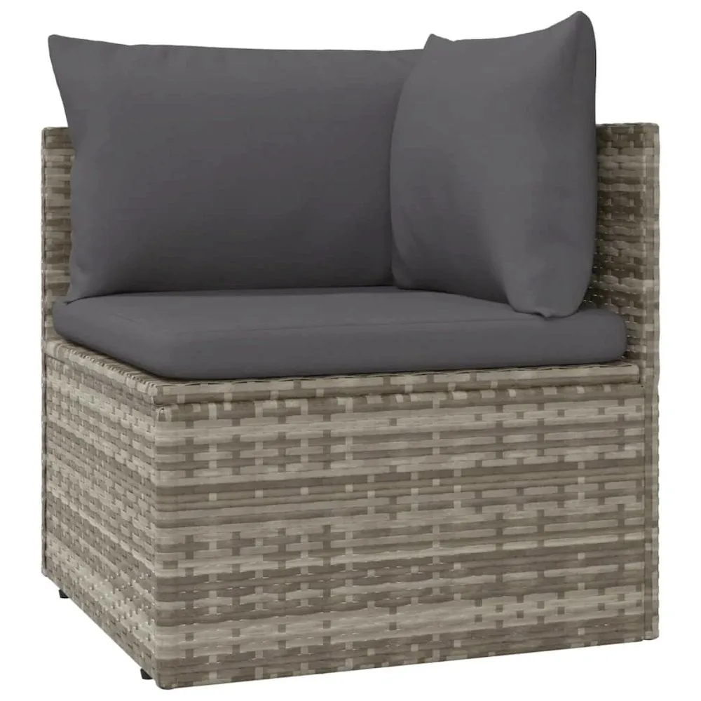 11 Piece Patio Lounge Set with Cushions Gray Poly Rattan