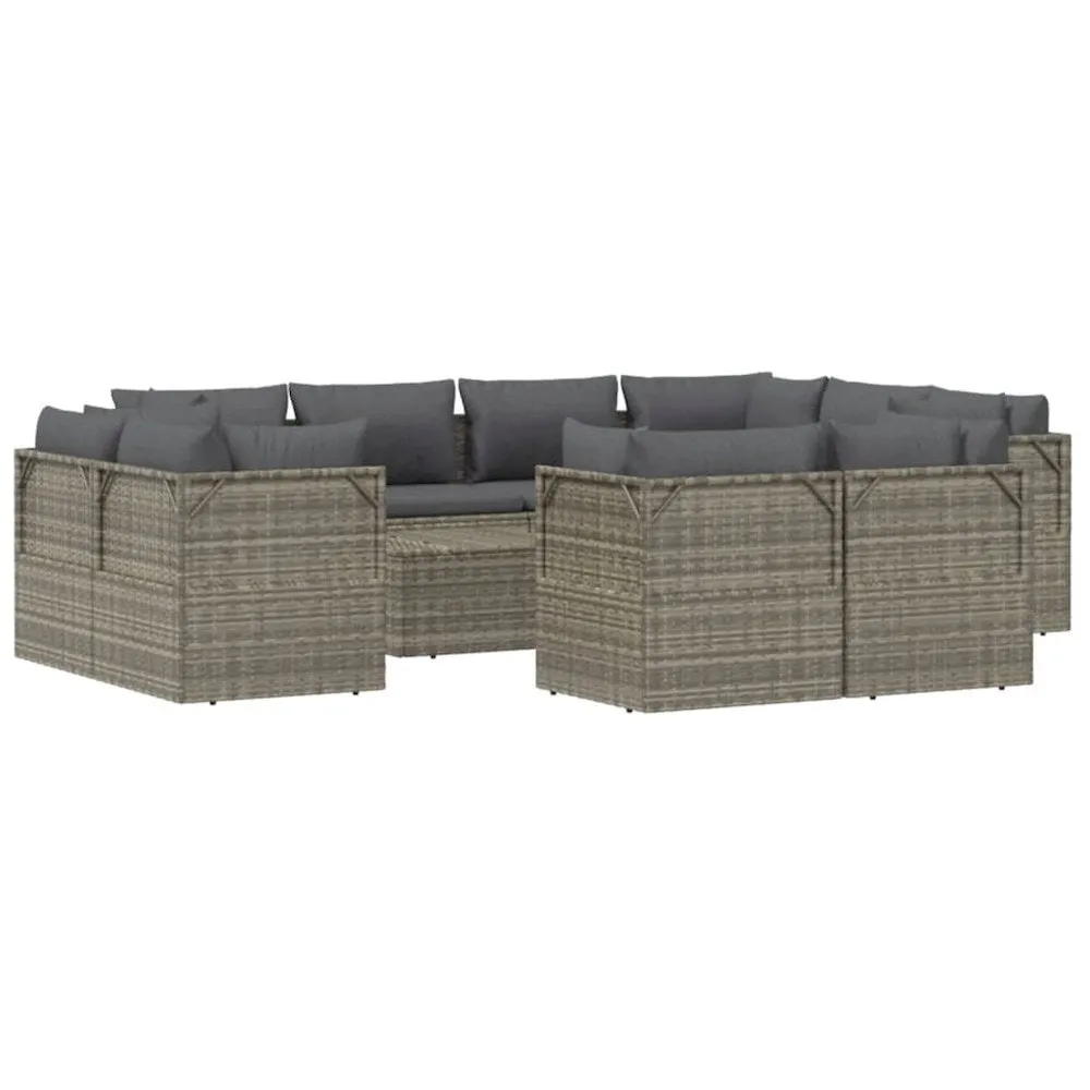 12 Piece Patio Lounge Set with Cushions Gray Poly Rattan