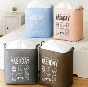 75L Cotton Linen Folding Storage Basket