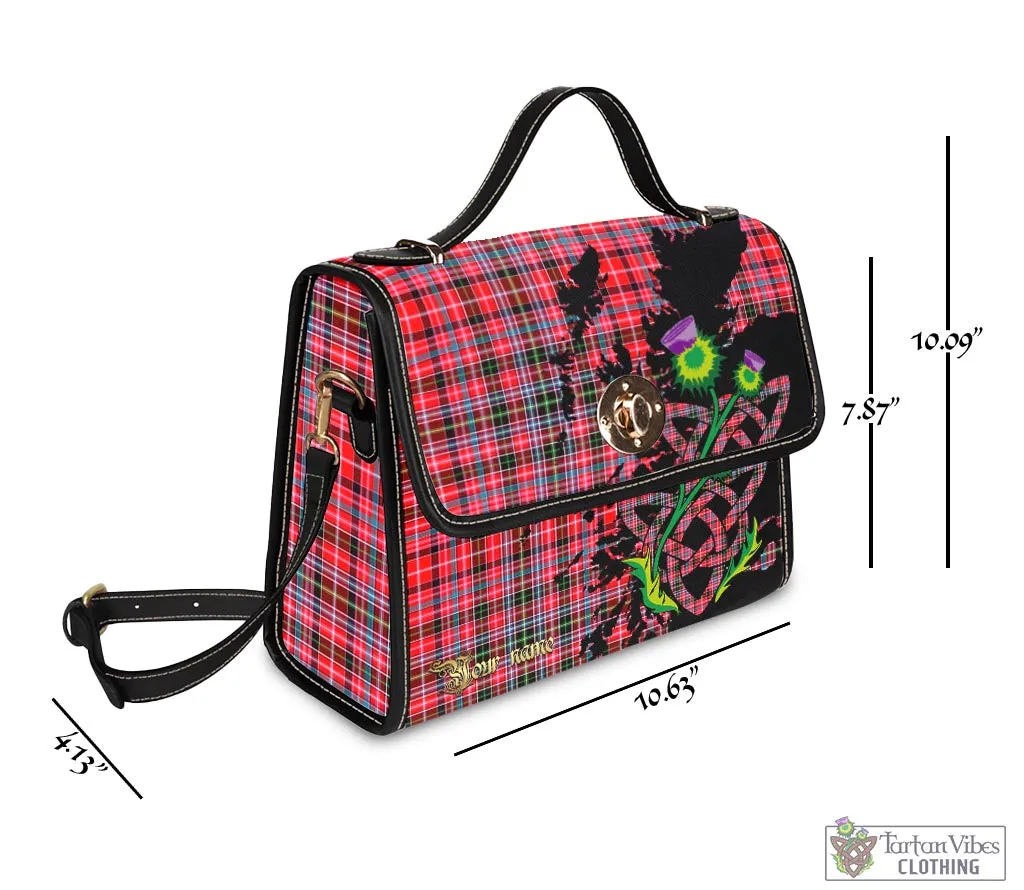 Aberdeen District Tartan Waterproof Canvas Bag with Scotland Map and Thistle Celtic Accents