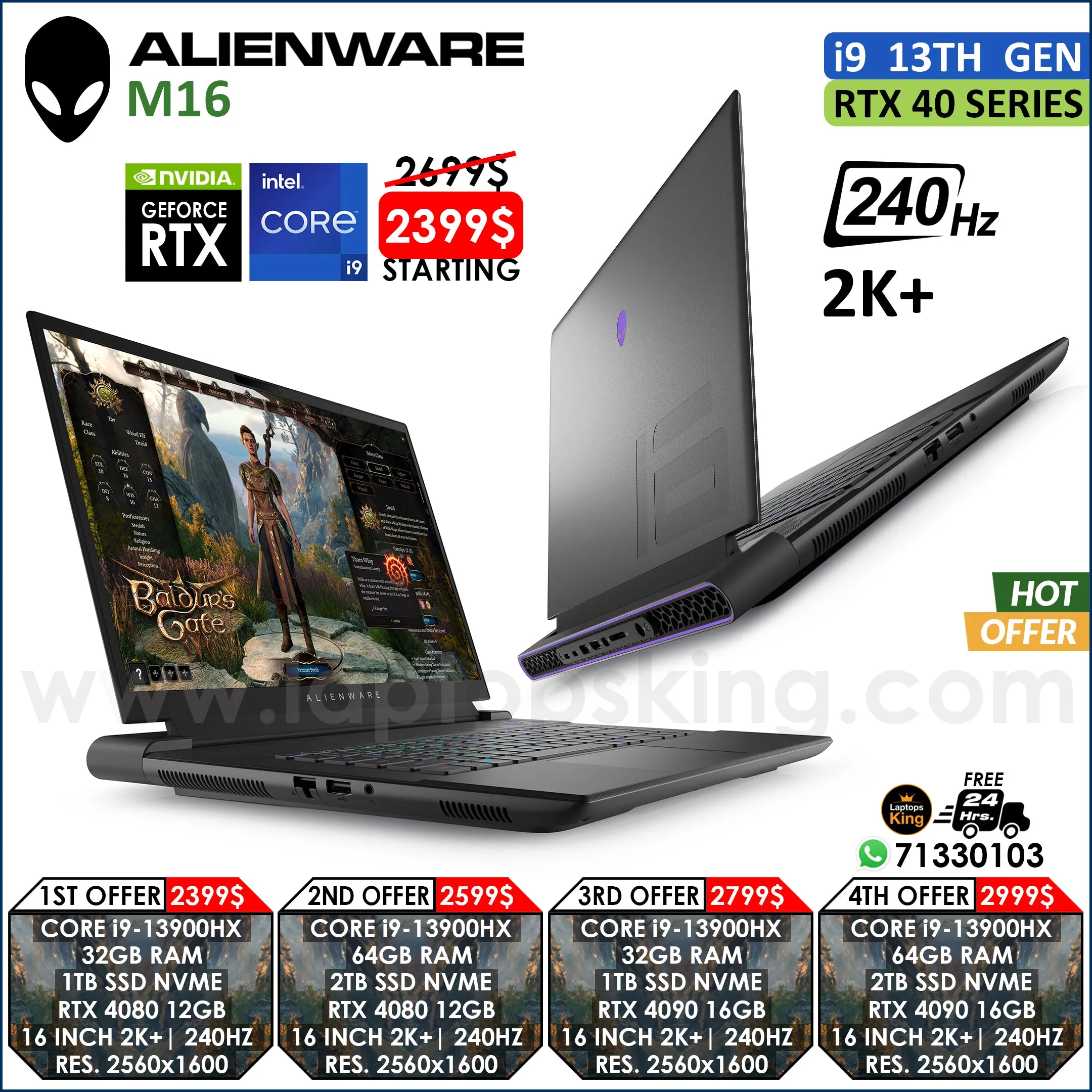 Alienware M16 Core i9-13900hx Rtx 40 Series 16" 240hz 2k  Gaming Laptops (New OB)