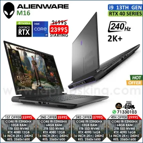 Alienware M16 Core i9-13900hx Rtx 40 Series 16" 240hz 2k  Gaming Laptops (New OB)