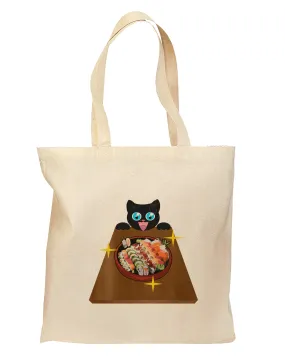 Anime Cat Loves Sushi Grocery Tote Bag - Natural by TooLoud