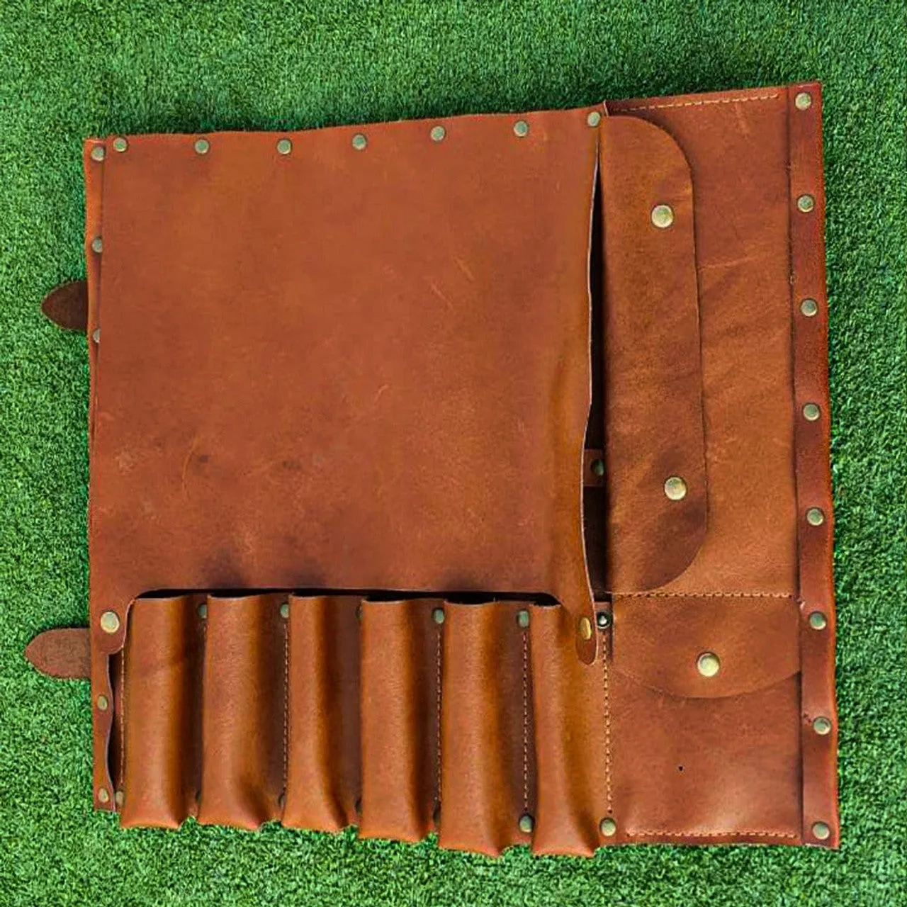 Authentic Black Leather Knife Chefs Roll Bag
