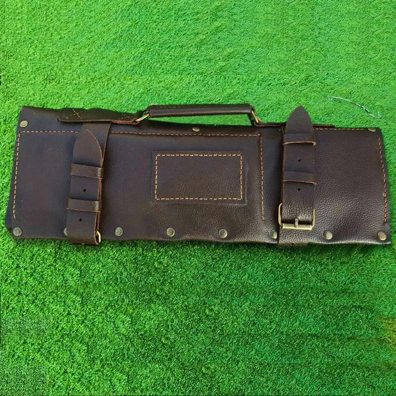 Authentic Black Leather Knife Chefs Roll Bag