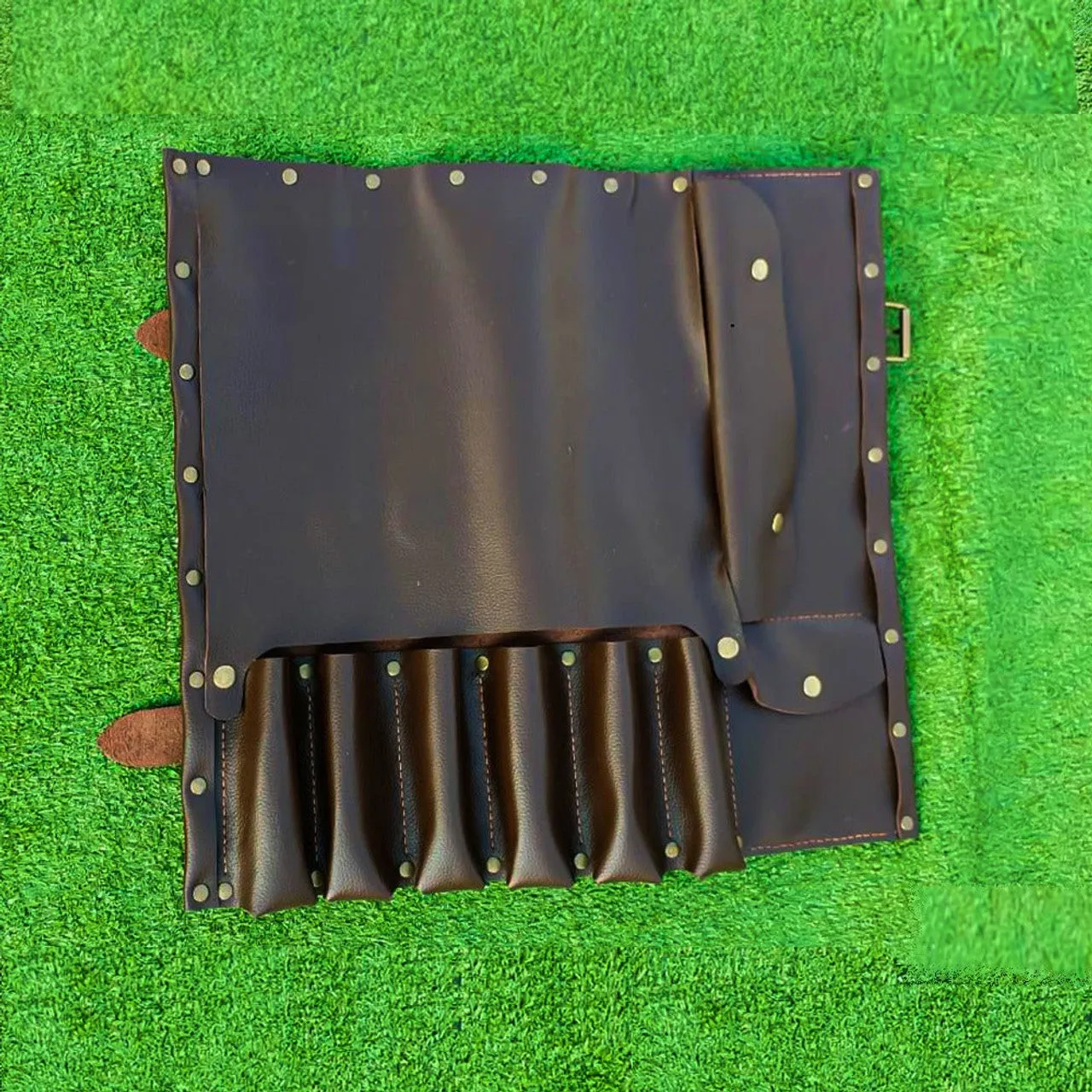 Authentic Black Leather Knife Chefs Roll Bag