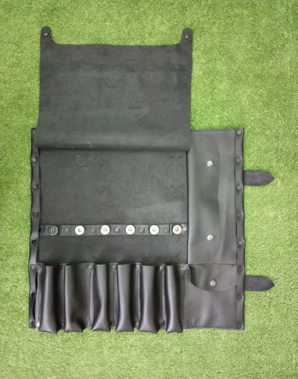 Authentic Black Leather Knife Chefs Roll Bag