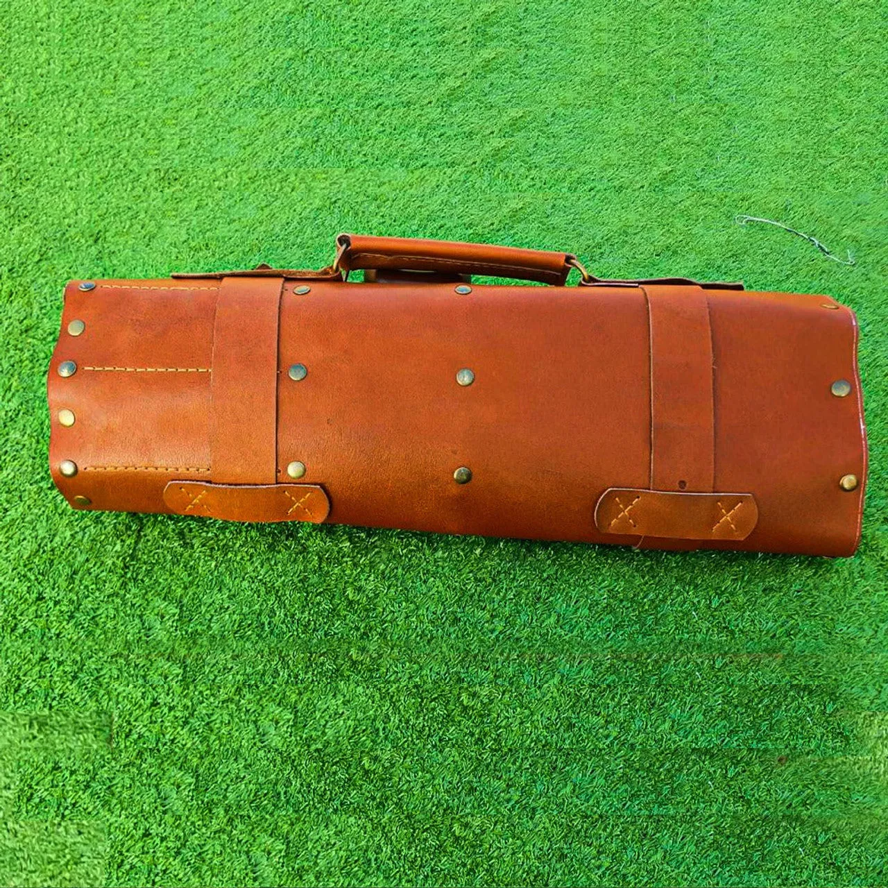 Authentic Black Leather Knife Chefs Roll Bag