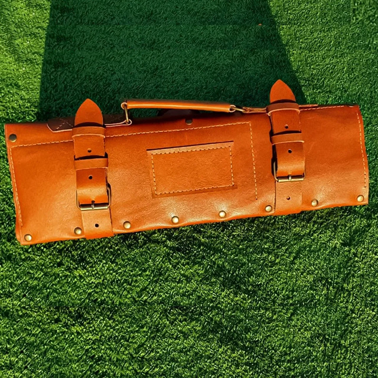 Authentic Black Leather Knife Chefs Roll Bag