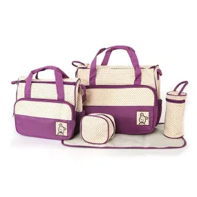 Baby 5 in 1 Baby Diaper bags, Waterproof Travel Bag - Purple