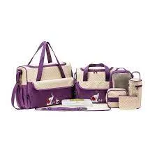 Baby 5 in 1 Baby Diaper bags, Waterproof Travel Bag - Purple