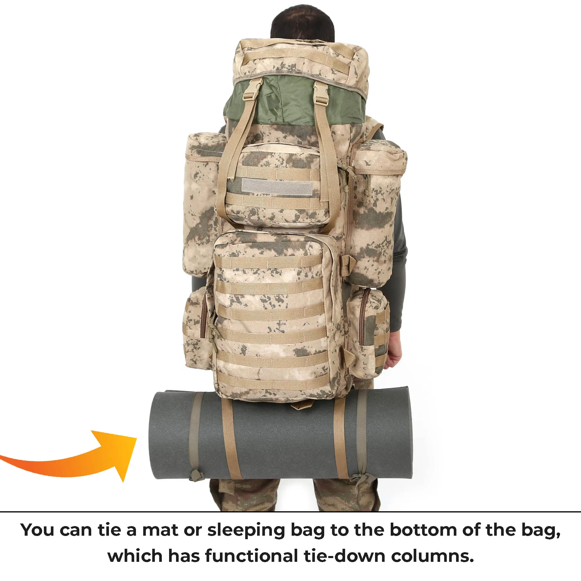 Beige Large Camping Military Operation Backpack - 110 Liter Bag
