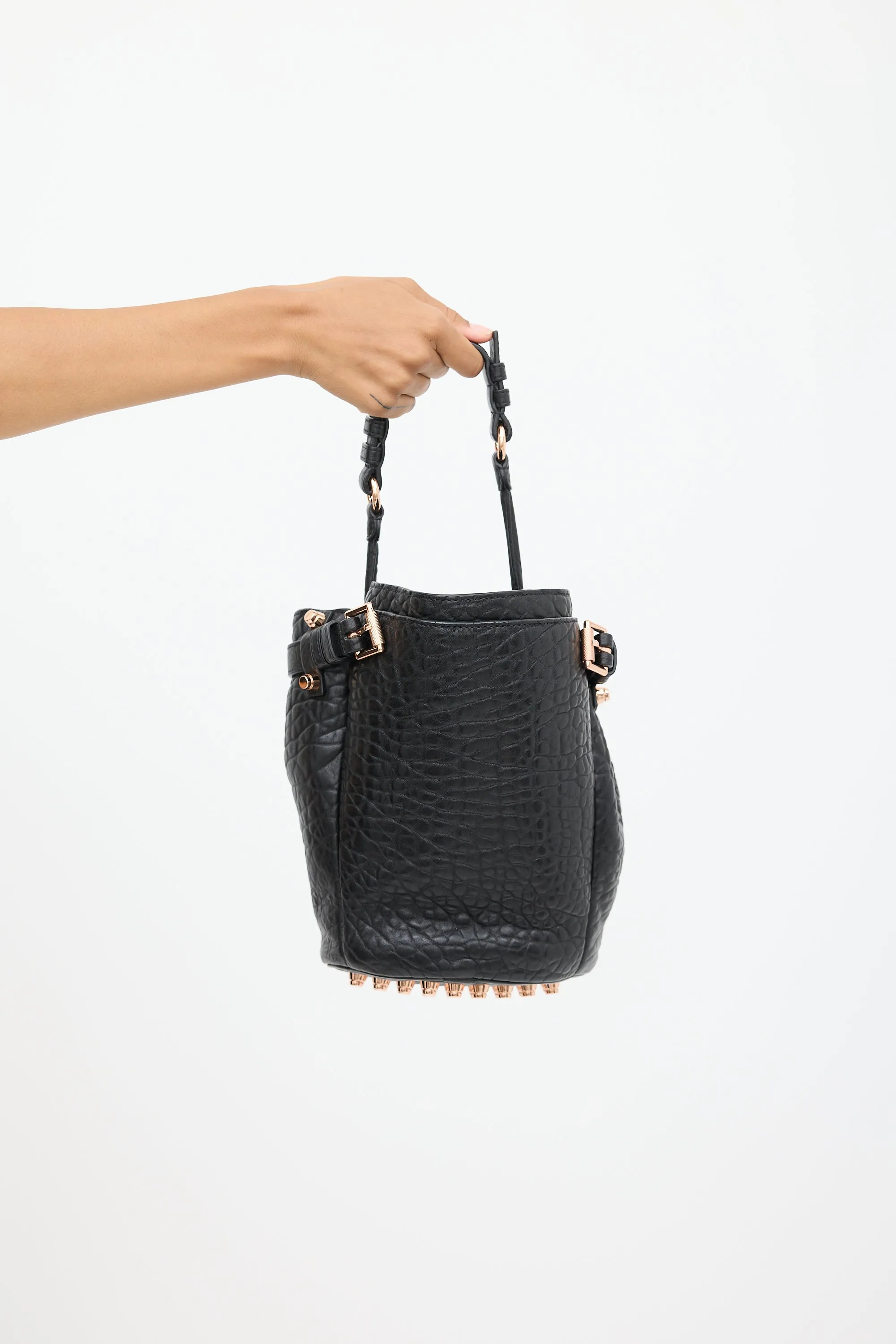 Black & Pink Leather Rocco Bucket Bag