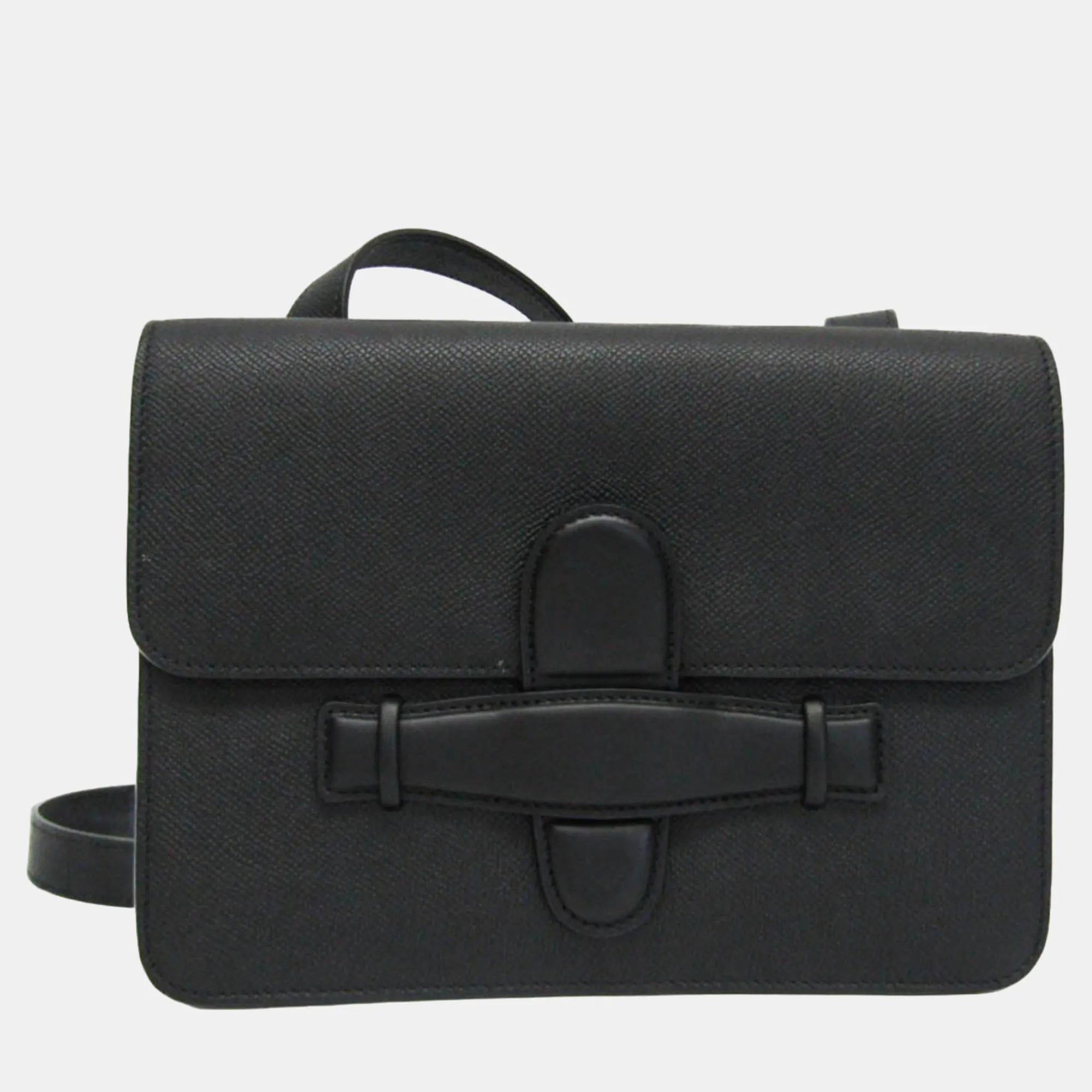 Black Leather Symmetrical Shoulder Bag