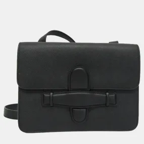 Black Leather Symmetrical Shoulder Bag