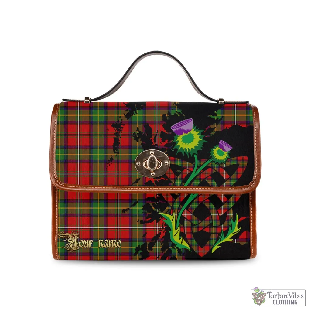 Boyd Tartan Waterproof Canvas Bag with Scotland Map and Thistle Celtic Accents