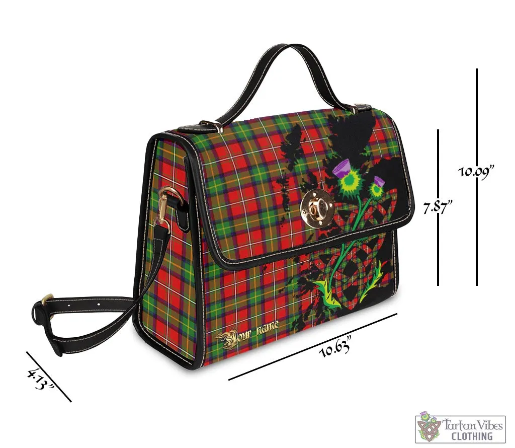 Boyd Tartan Waterproof Canvas Bag with Scotland Map and Thistle Celtic Accents