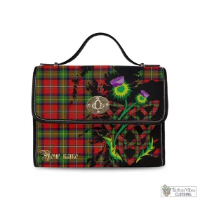 Boyd Tartan Waterproof Canvas Bag with Scotland Map and Thistle Celtic Accents