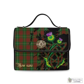 Bruce Hunting Tartan Waterproof Canvas Bag with Scotland Map and Thistle Celtic Accents