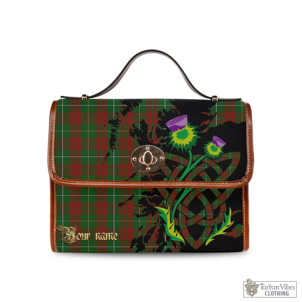 Bruce Hunting Tartan Waterproof Canvas Bag with Scotland Map and Thistle Celtic Accents