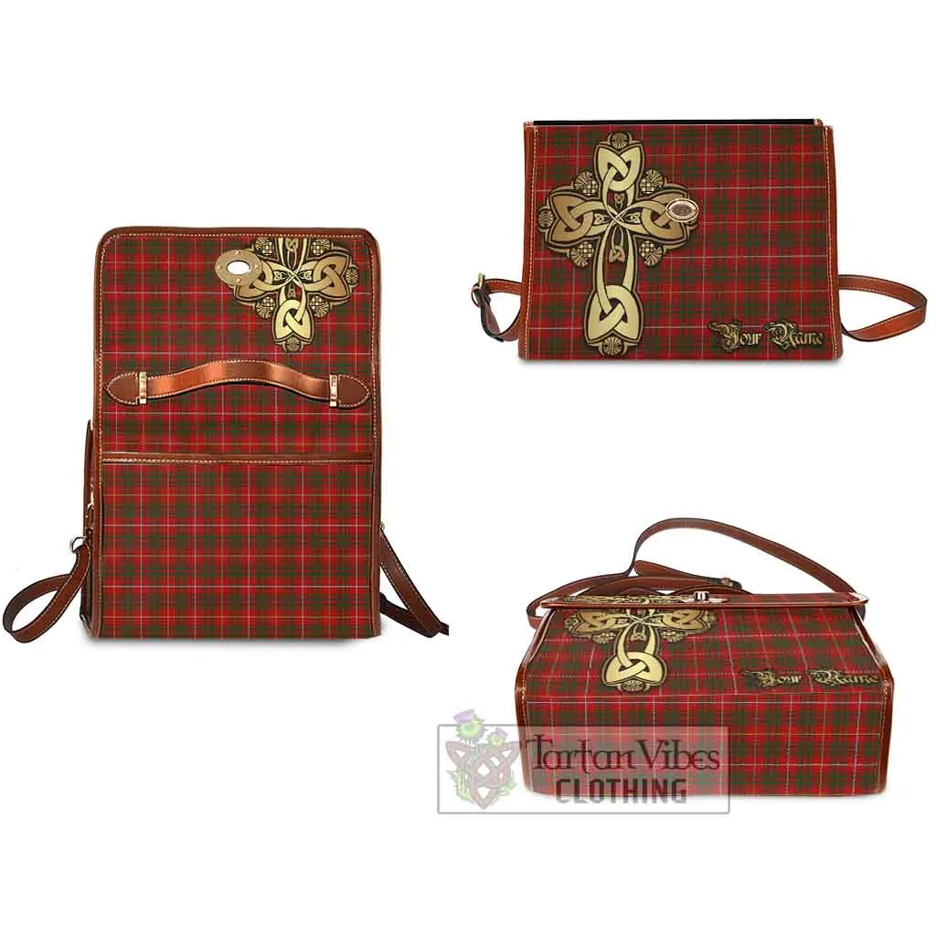Bruce Tartan Waterproof Canvas Bag Golden Thistle Celtic Cross Style
