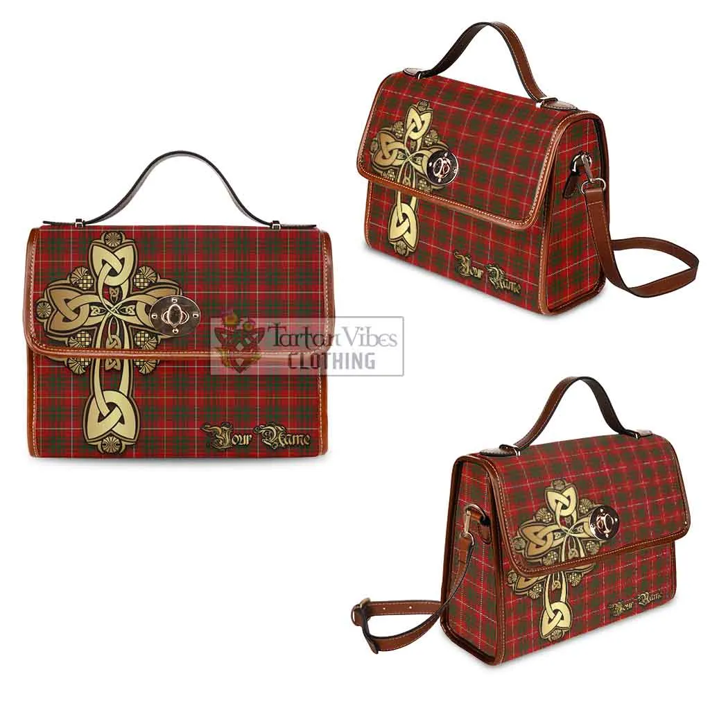 Bruce Tartan Waterproof Canvas Bag Golden Thistle Celtic Cross Style