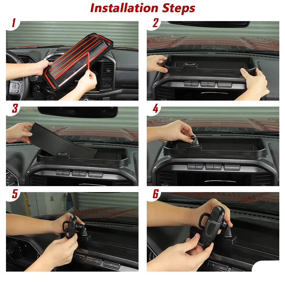 Center Console Phone Holder Storage Box Tray organize For Ford F150 2021  Accessories | CheroCar