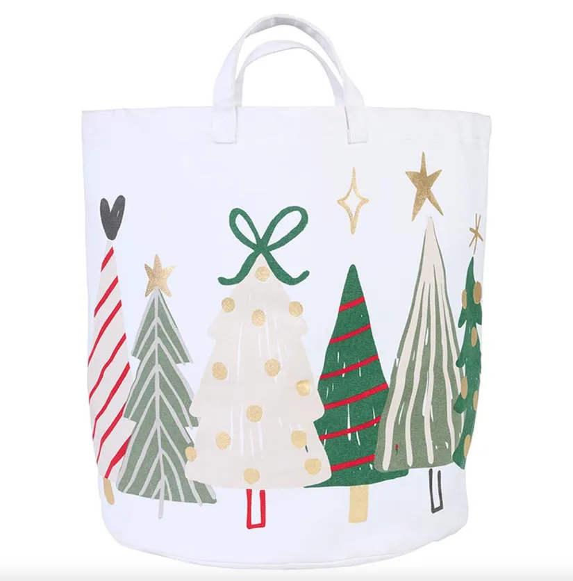 Christmas Trees Large Canvas Gift Tote