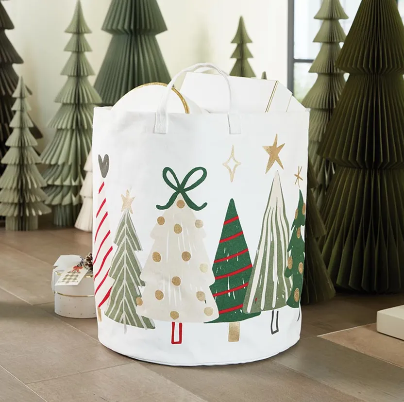 Christmas Trees Large Canvas Gift Tote