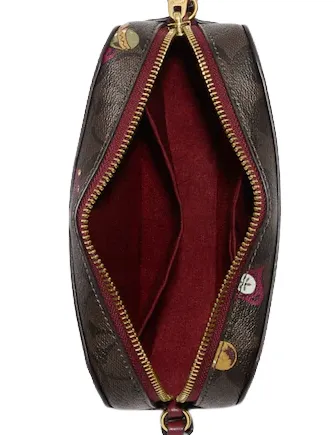 Coach Mini Camera Bag In Signature Canvas With Ornament Print