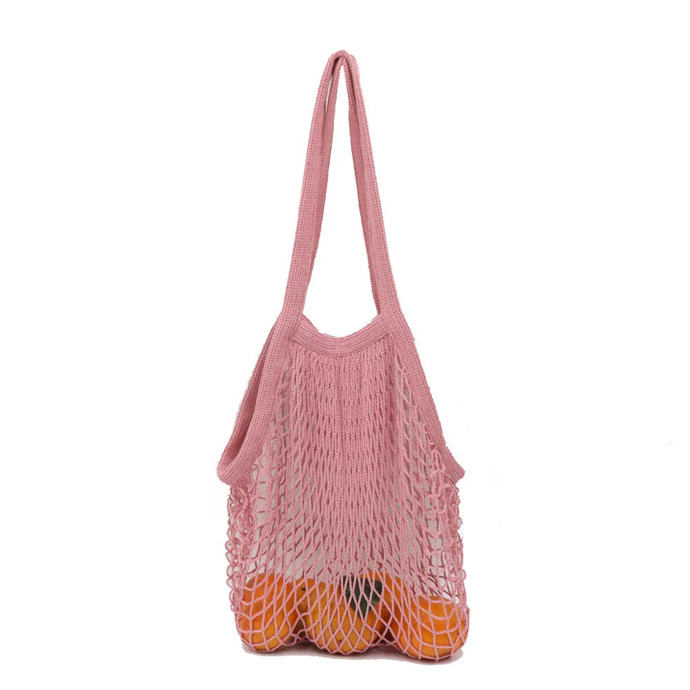 cotton net bag flower fruit net bag hollow out one shoulder carrying shopping bag