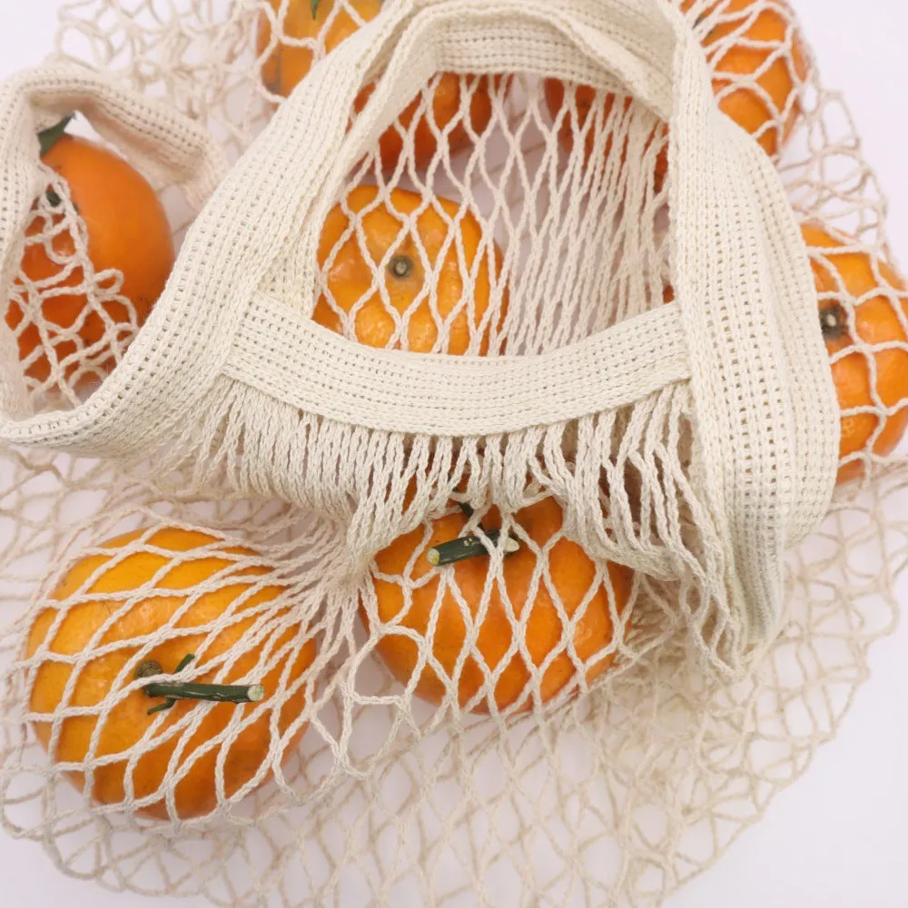 cotton net bag flower fruit net bag hollow out one shoulder carrying shopping bag