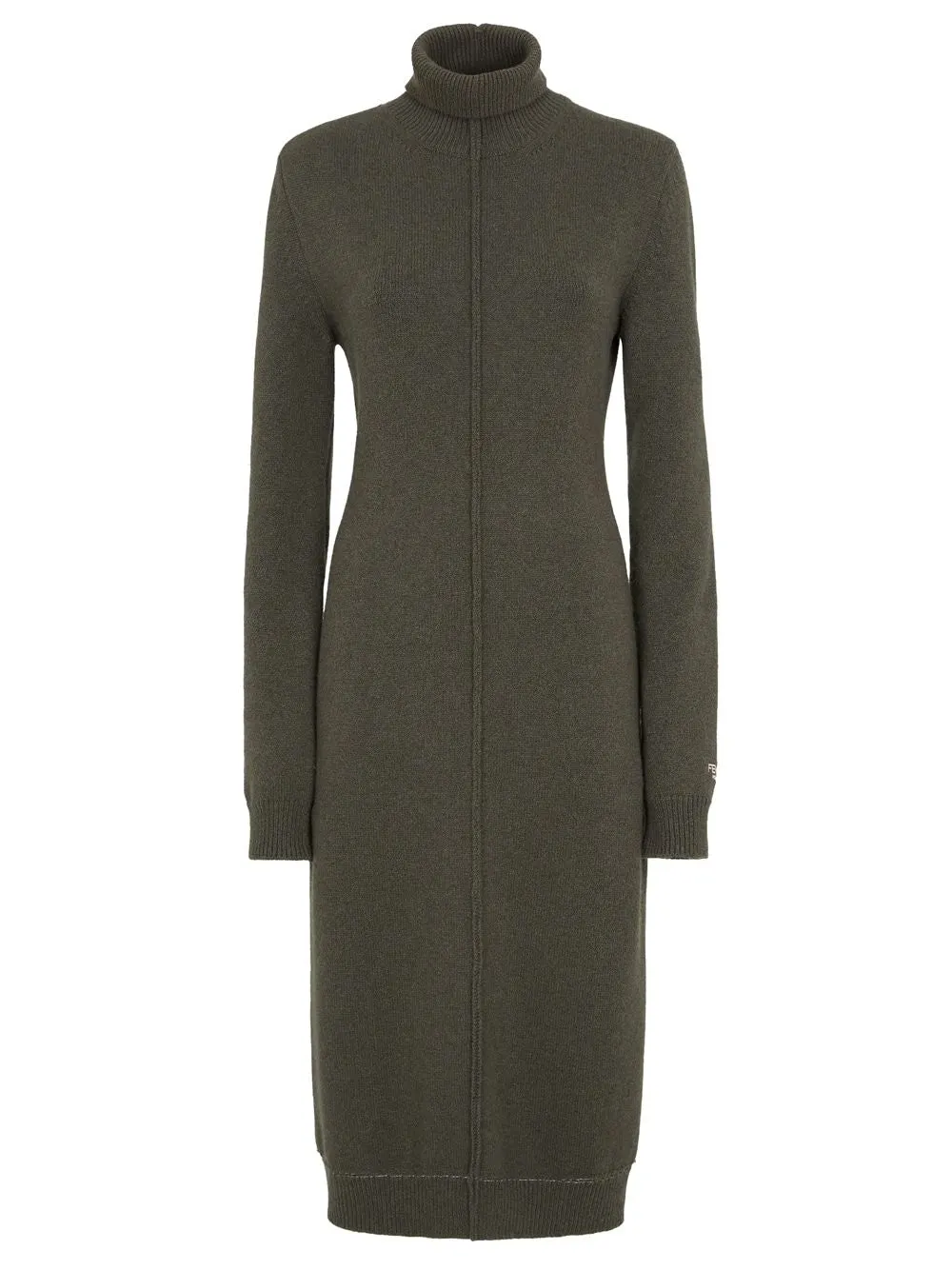 DARK GREEN CASHMERE TURTLENECK DRESS