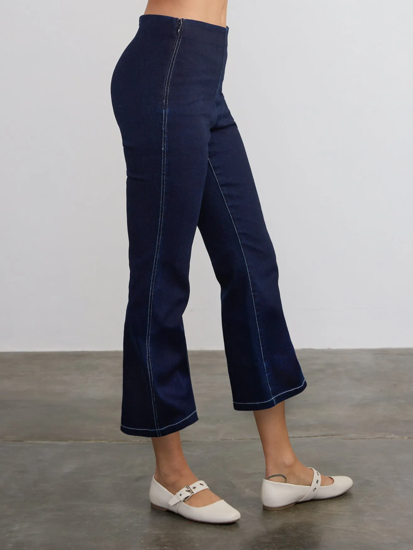 DENIM CROP FLARE PANT