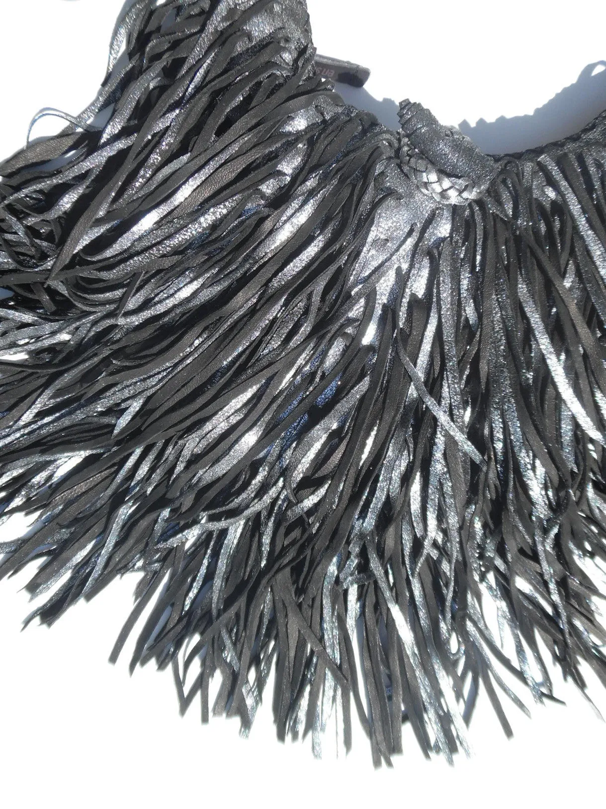 El Fleco Crossbody Fringe Bag Antique Silver