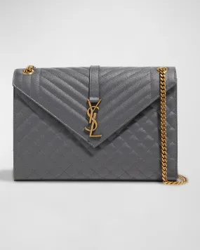 Envelope Triquilt Large YSL Shoulder Bag in Grained Leather