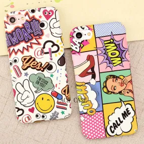 Fashion Sexy Girl Graffiti Letter  case For iphone 7 High Quality Hard PC Red Lip Wave Point Phone Cases For iphone 7 6 6s Plus