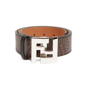 Fendi x Sarah Coleman FF Vertigo Brown Leather Belt 105/42 7C0403