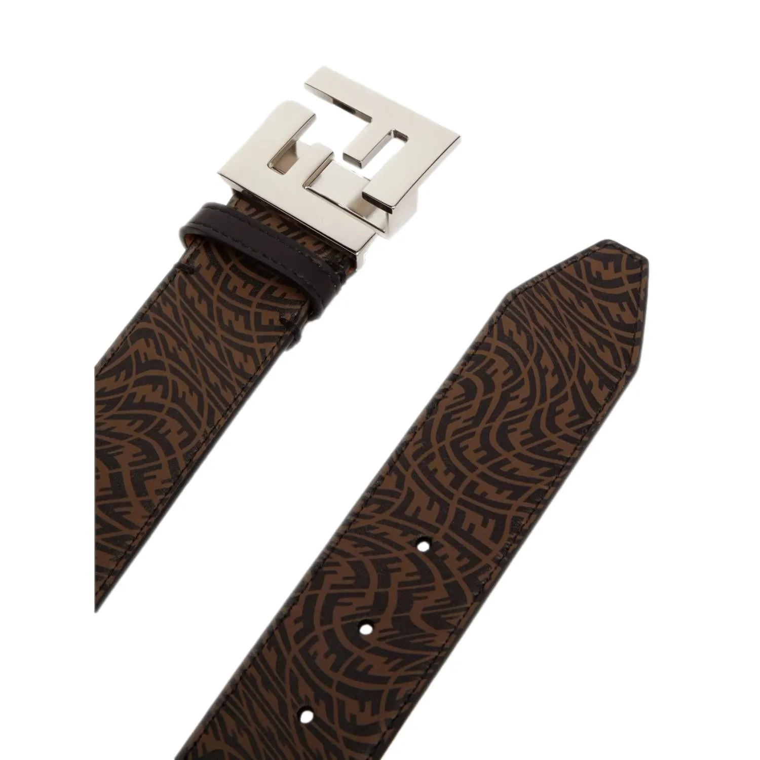 Fendi x Sarah Coleman FF Vertigo Brown Leather Belt 105/42 7C0403