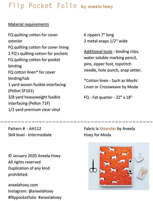 Flip Pocket Folio  by Aneela Hoey Patterns