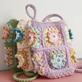 Flowers hand- made Crocheted Bag