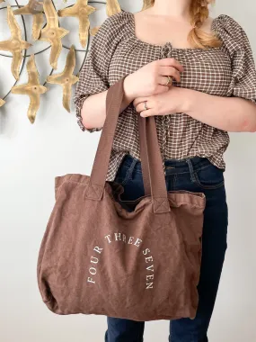 Four Three Seven Brown Natural Organic Cotton Tote Bag
