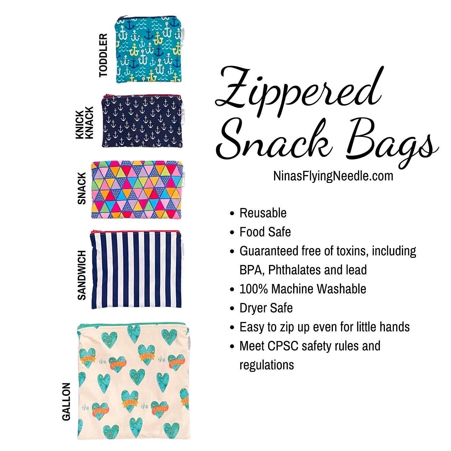 Gallon Sized Reusable Zippered Bag Flamingos