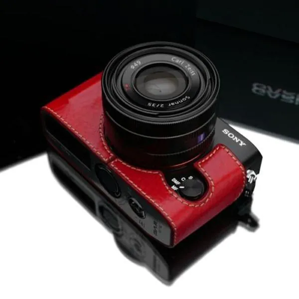 Gariz Red Leather Camera Half Case HG-RX1R2R for Sony DSC-RX1RII Case