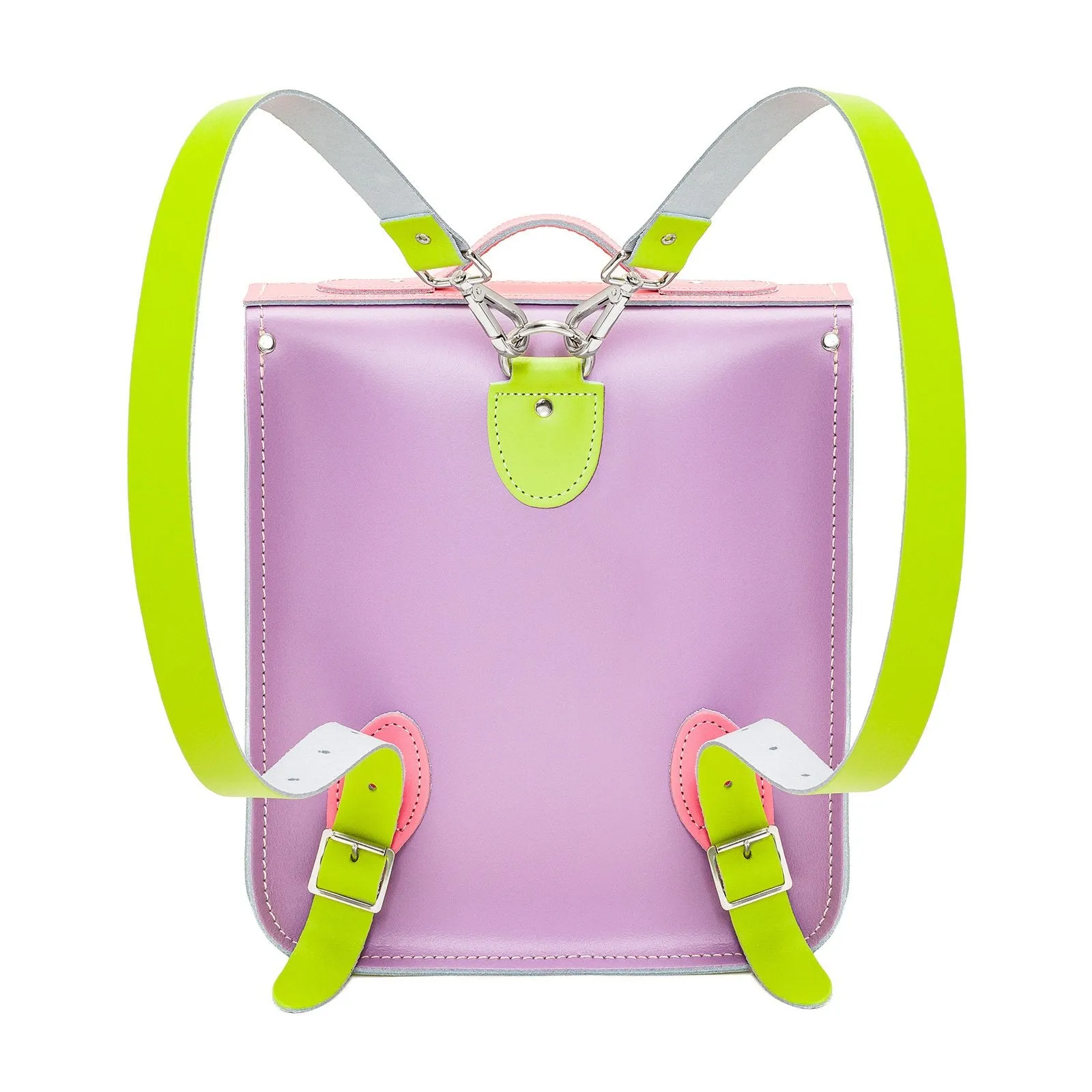 Handmade Leather City Backpack - Pastel Kaleidoscope