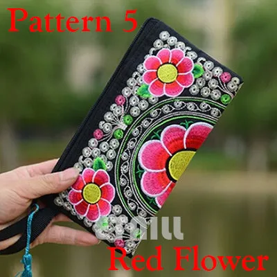 Hmong Thai Indian Embroidered Wristlet Bag Clutch Purse Boho Ethnic Phone Money Bag Famous Top Brand Clutches Embrague Bolsos de