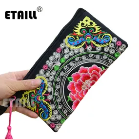 Hmong Thai Indian Embroidered Wristlet Bag Clutch Purse Boho Ethnic Phone Money Bag Famous Top Brand Clutches Embrague Bolsos de