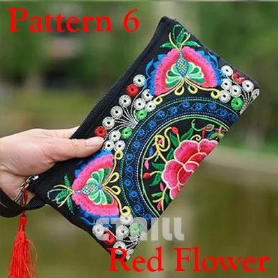 Hmong Thai Indian Embroidered Wristlet Bag Clutch Purse Boho Ethnic Phone Money Bag Famous Top Brand Clutches Embrague Bolsos de