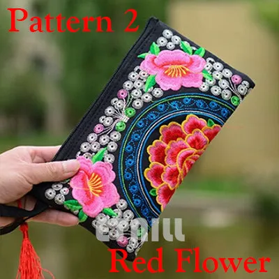 Hmong Thai Indian Embroidered Wristlet Bag Clutch Purse Boho Ethnic Phone Money Bag Famous Top Brand Clutches Embrague Bolsos de